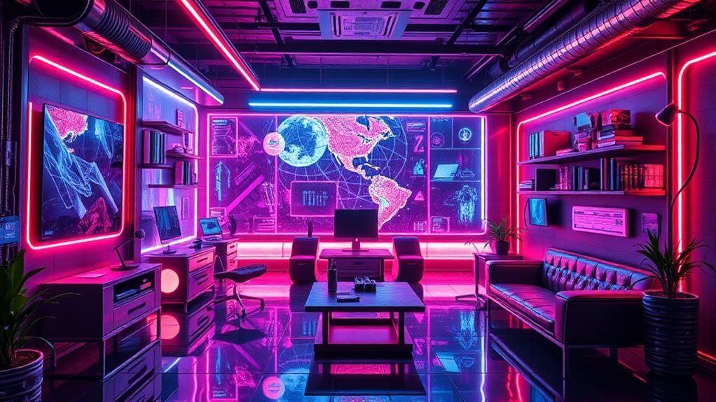 neon lit tech driven environment